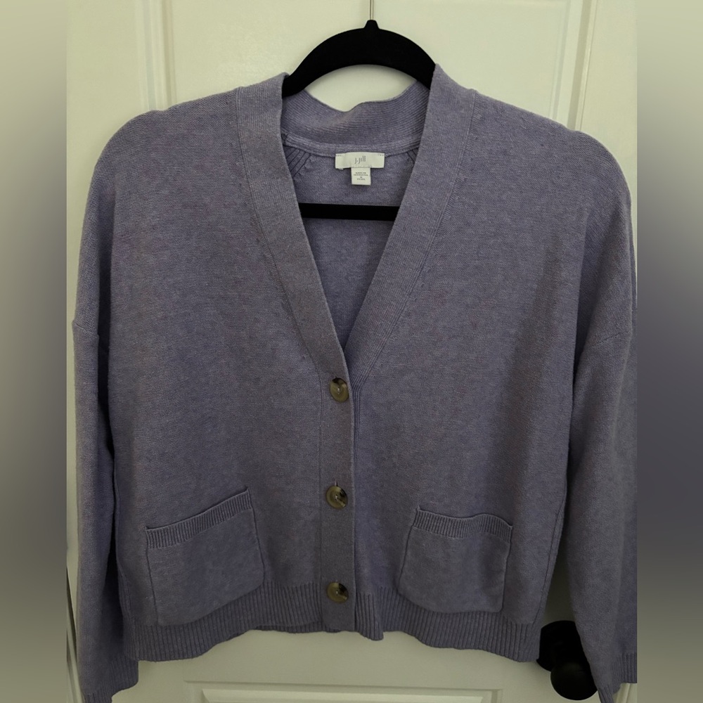 J Jill Soft Lavender Button-Front Women's Cardigan